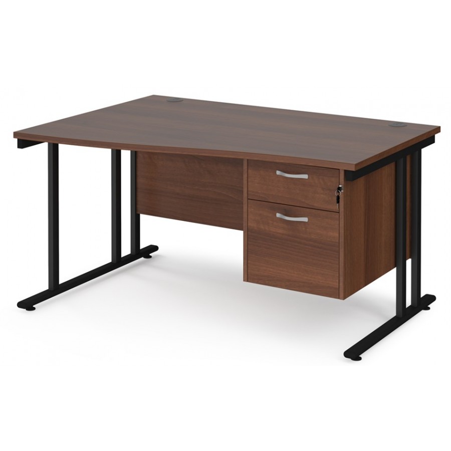 Maestro Cantilever Leg Wave Desk with Two Drawer Pedestal